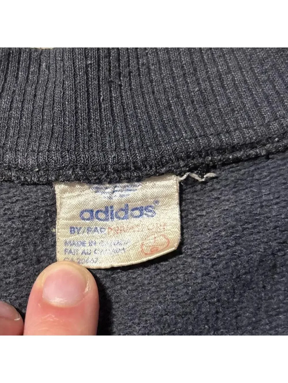 Vintage 80s Adidas Trefoil Crewneck Sweatshirt Navy Made in USA